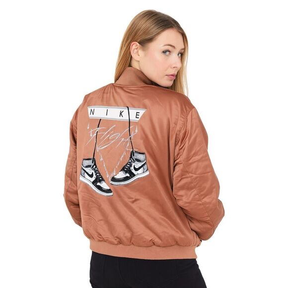 Nike Women’s Jordan Flight Renegade Satin Bomber Jacket - Size 1X - Picture 1 of 9